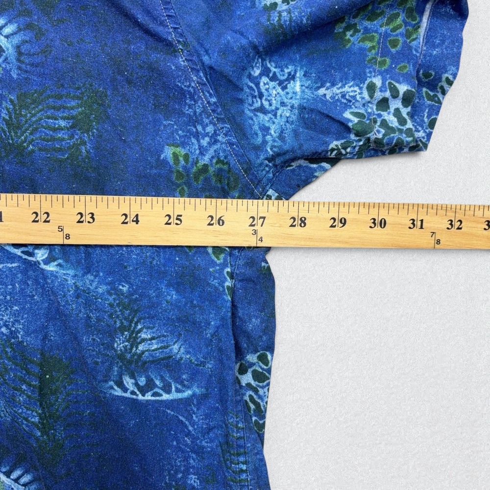 Carbon 2 Cobalt Button Up Shirt Mens XXL Blue Abstract Floral Linen Viscose - Picture 8 of 9
